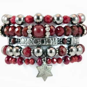 Kit 5 Pulseiras Grafite Marsala