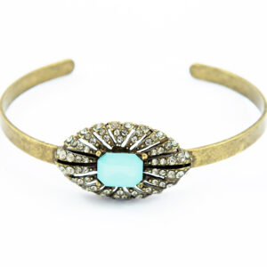 Bracelete Ouro Velho com Pedra e Strass Black Diamond