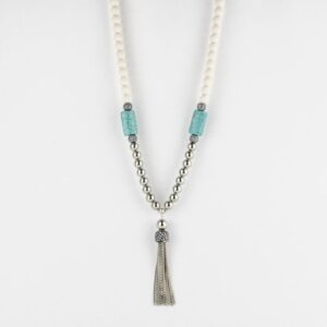 Colar Longo Bolas e Tassel Corrente